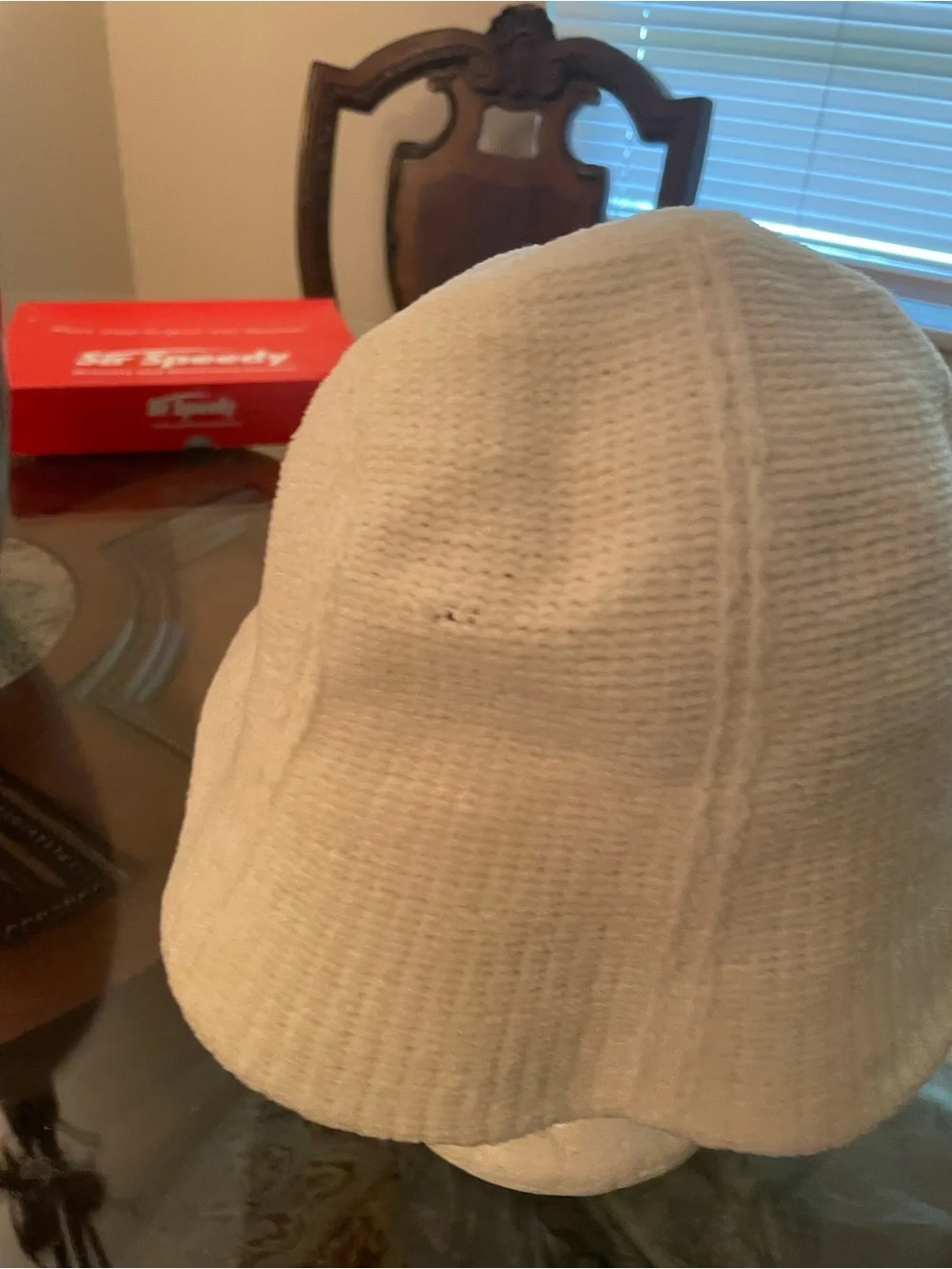 Cream Knit Bucket Hat